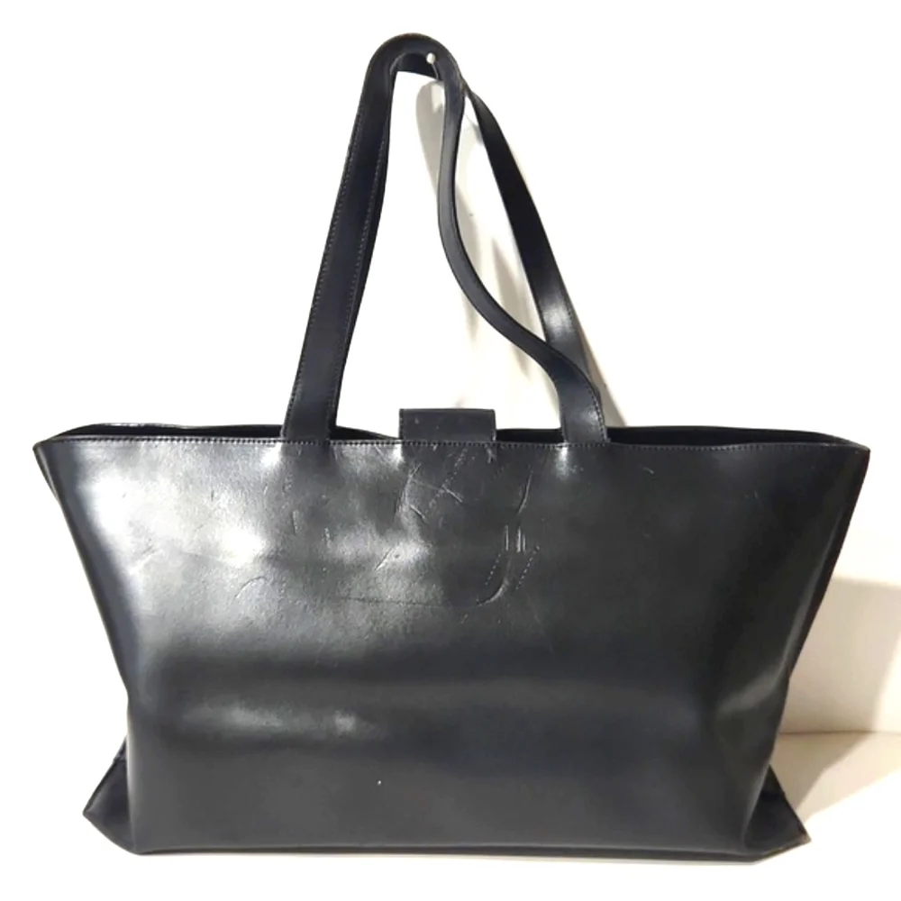 VTG Furla Authentic Black Leather X Large Tote Bag Satchel Made in Italy - Picture 2 of 15